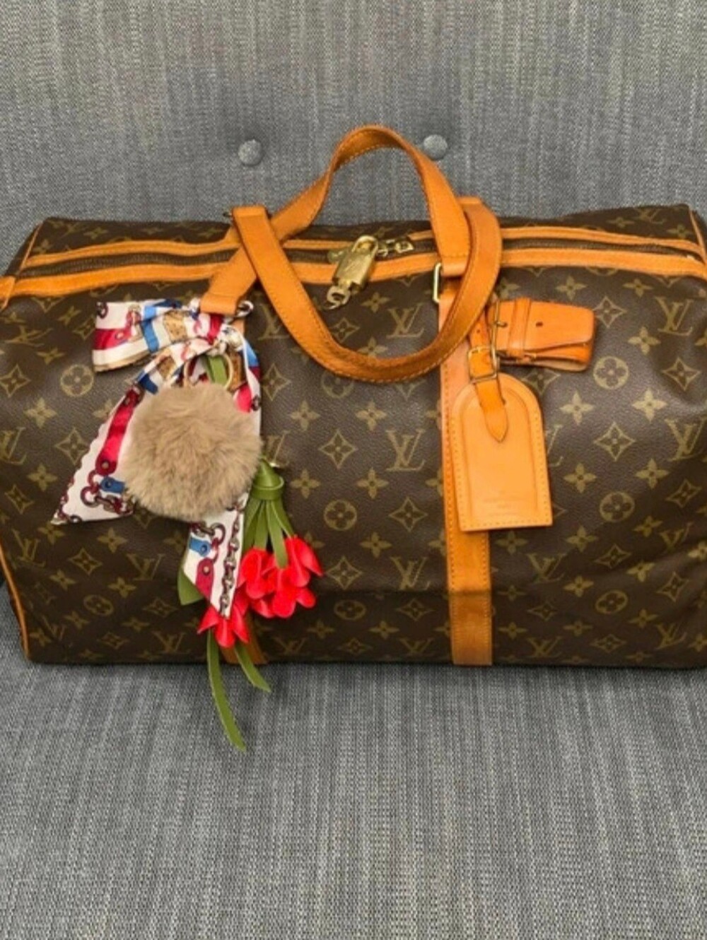 Louis Vuitton Keepall Bandoulière 55 Travel Bag Brown & Orange